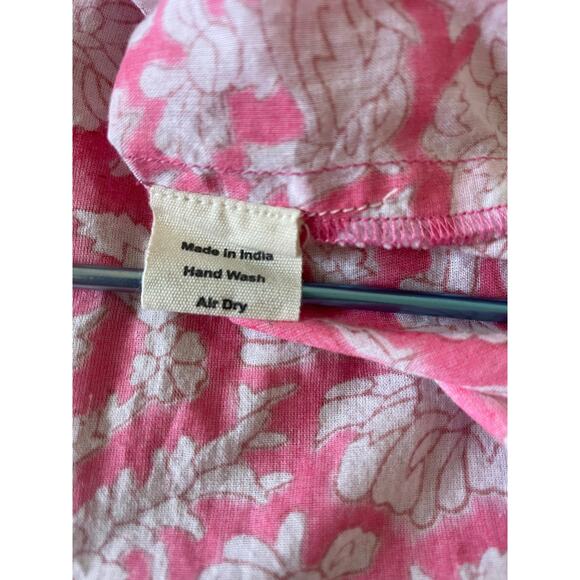 SZ Blockprints Nila Floral Top Women’s Size Medium Pink Puff Sleeve Gathered - Picture 6 of 6